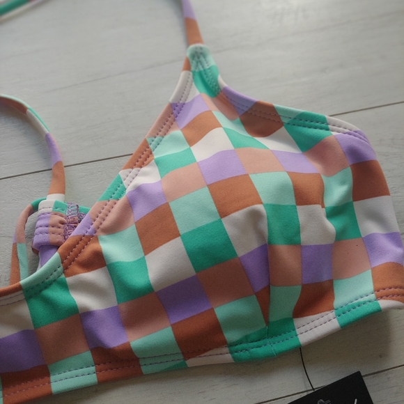 Cotton On BODY NEW Multi Check Bikini Top - Picture 3 of 10